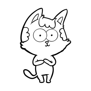 vektör çizim karikatür mutlu kedi