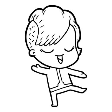 mutlu çizgi film kız vektör çizim