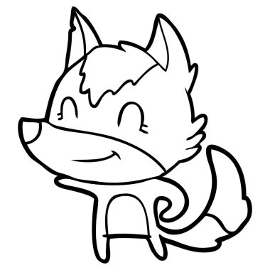 vektör çizim dostu karikatür kurt