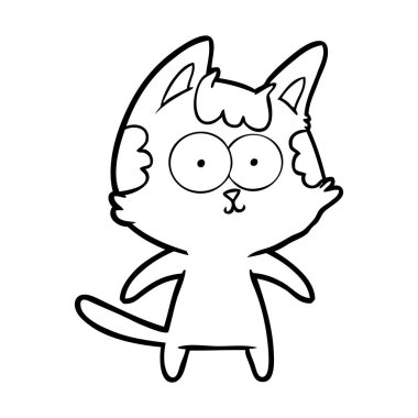 vektör çizim karikatür mutlu kedi