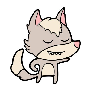 vektör çizim dostu karikatür kurt