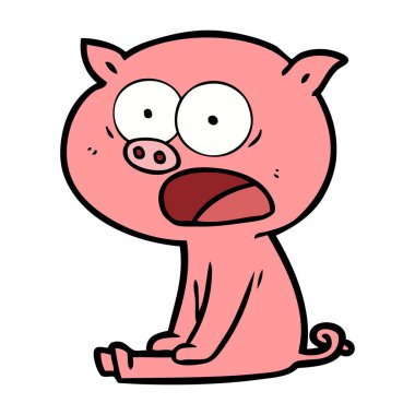 domuz bağırarak oturan çizgi film