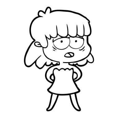 vektör çizim karikatür yorgun kadın