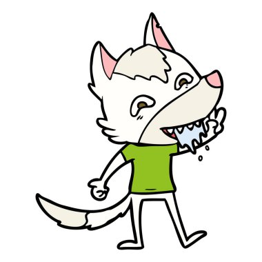 vektör çizim karikatür aç kurt