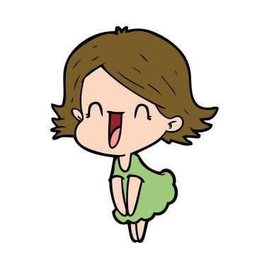 vektör çizim karikatür mutlu kadın