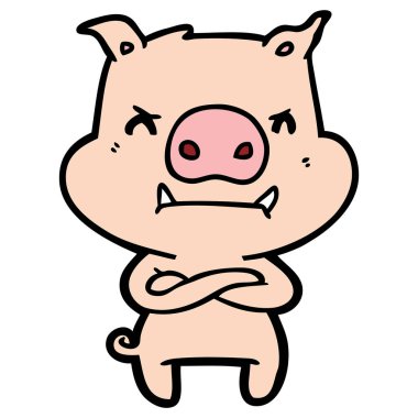 kızgın çizgi film domuz vektör çizim