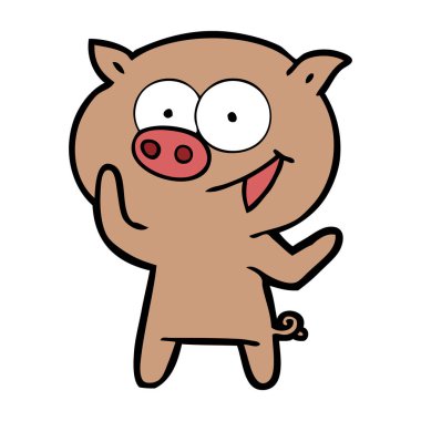 neşeli domuz karikatür vektör çizim