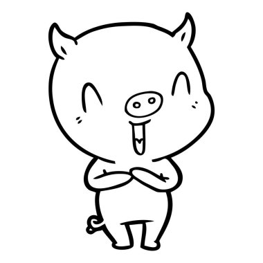 mutlu karikatür domuz vektör çizim