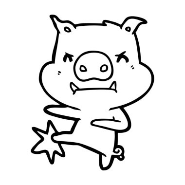 kızgın çizgi film domuz vektör çizim