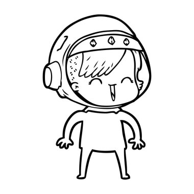 mutlu karikatür alan kız