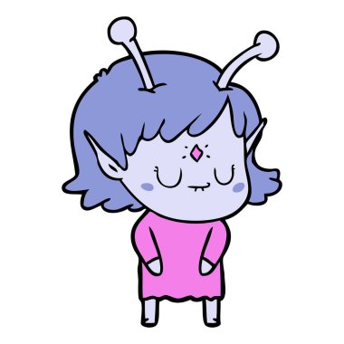 vektör çizim karikatür uzaylı kız