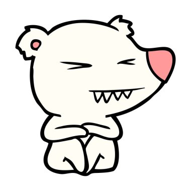 oturan kızgın kutup ayısı çizgi film