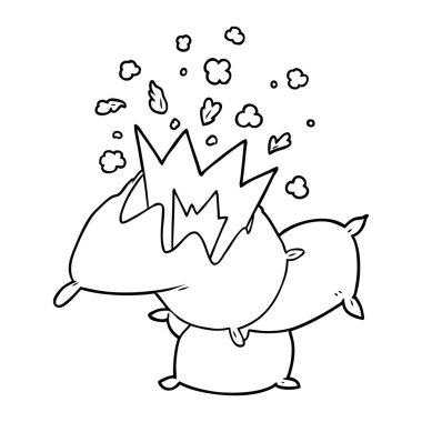 vektör çizim karikatür yastık kavgası