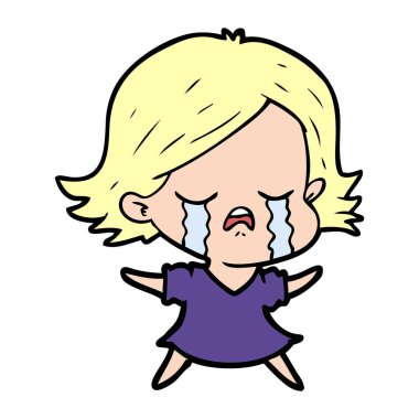 vektör çizim karikatür kız ağlıyor