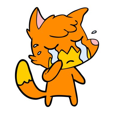 Tilki çizgi film ağlama vektör çizim