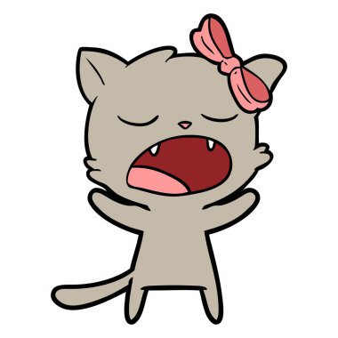 vektör çizim karikatür esneme kedi