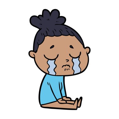 vektör çizim karikatür ağlayan kadın