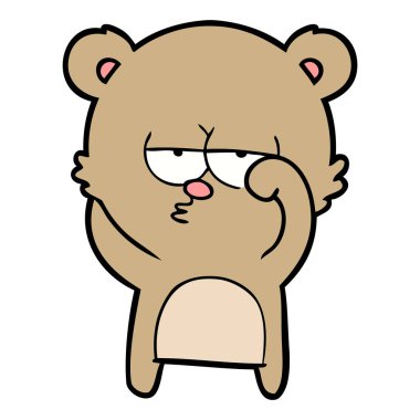 vektör çizim sıkılmış ayı çizgi film