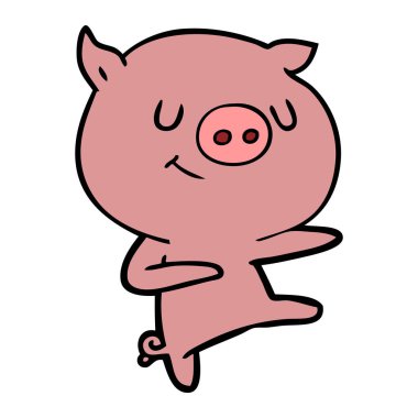 mutlu karikatür domuz vektör çizim