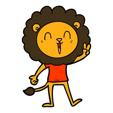 barış işareti veren aslan gülüyor