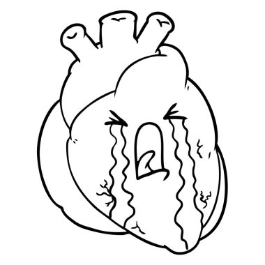 Karikatür kalp çiziminin vektör çizimi