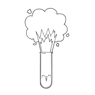 kimyasal test tüpü içinde patlayan çizgi film