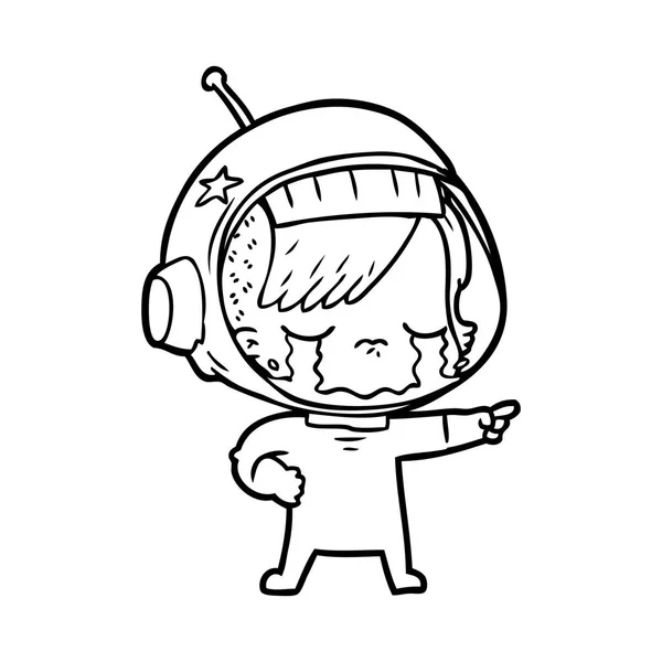 Karikatura Dívka Plačící Astronaut — Stockový vektor
