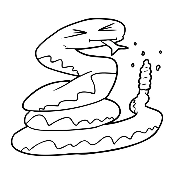 Illustrazione Vettoriale Del Serpente Sonagli Arrabbiato Cartone Animato — Vettoriale Stock