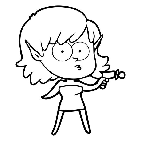 Dibujos Animados Chica Elfo Con Pistola Rayos — Archivo Imágenes Vectoriales