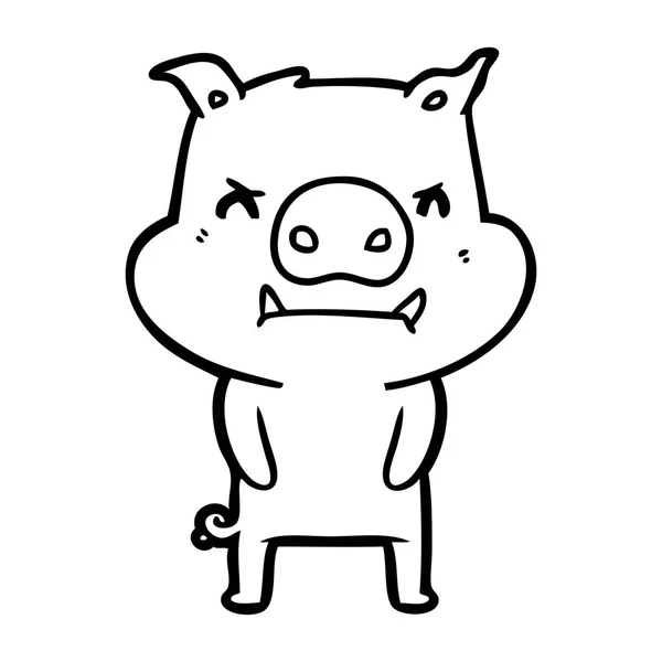 Vector Illustration Angry Cartoon Pig — Stock Vector