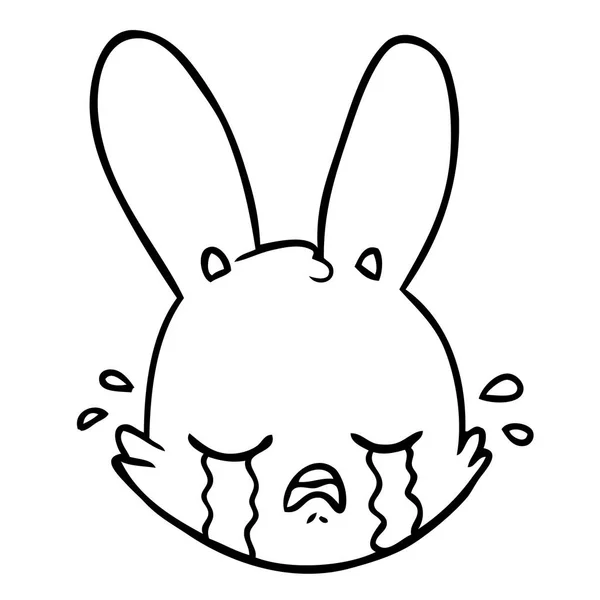 Dessin Animé Pleurer Lapin Visage — Image vectorielle