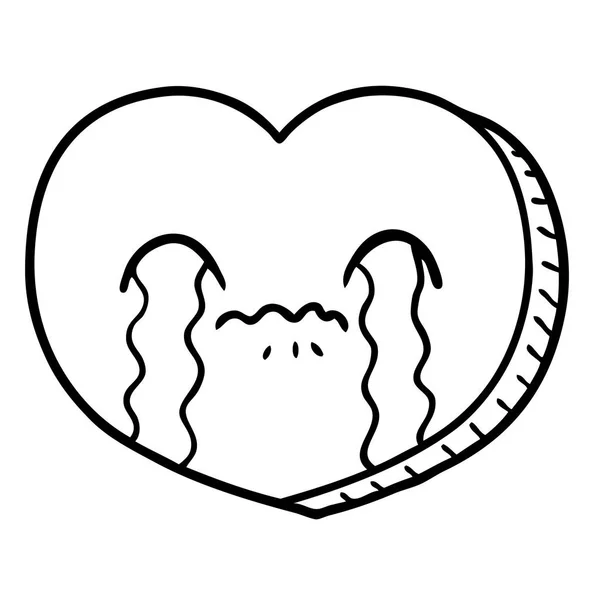 Cartoon Crying Love Heart — Stock Vector