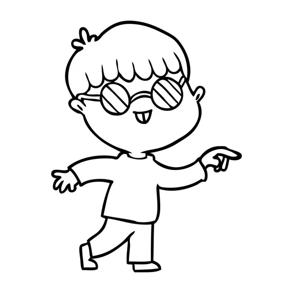 Niño Dibujos Animados Con Gafas — Vector de stock