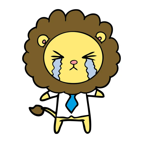 Desenho Animado Chorando Leão Vestindo Camisa Gravata — Vetor de Stock