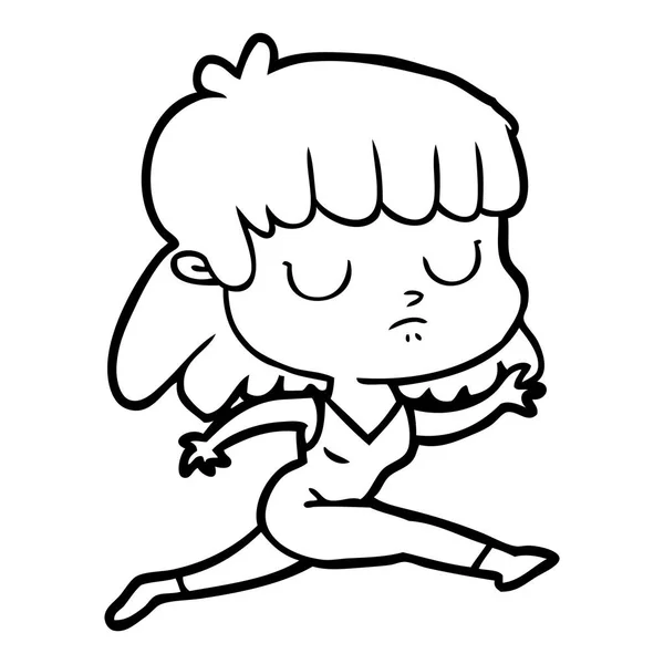 Cartoon Indifferent Woman Running — Stock Vector