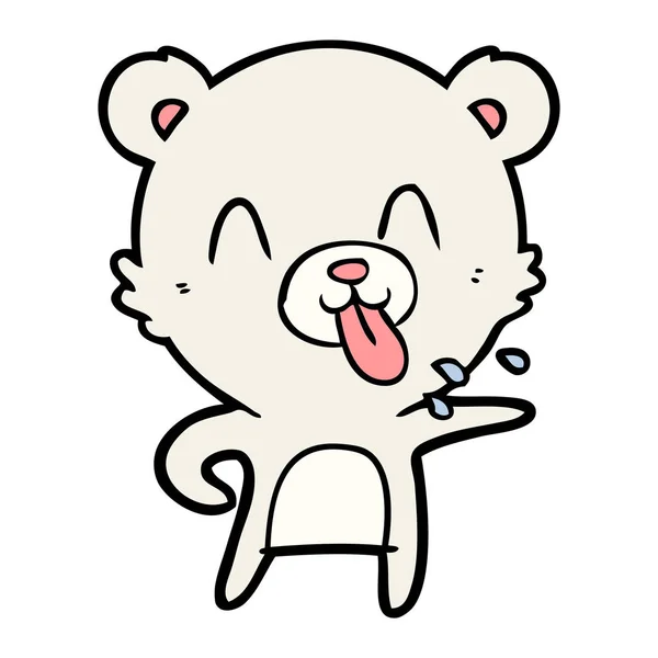 Rude Cartoon Polar Bear Sticking Out Tongue — Stock Vector