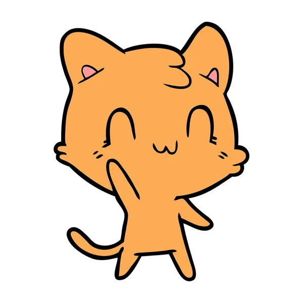 Vector Εικονογράφηση Της Ευτυχισμένη Γάτα Γελοιογραφία — Διανυσματικό Αρχείο