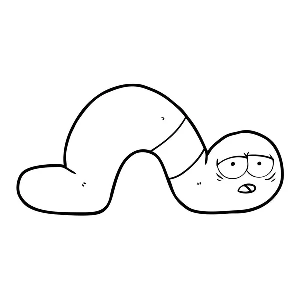 Vektor Illustration Von Cartoon Müde Wurm — Stockvektor