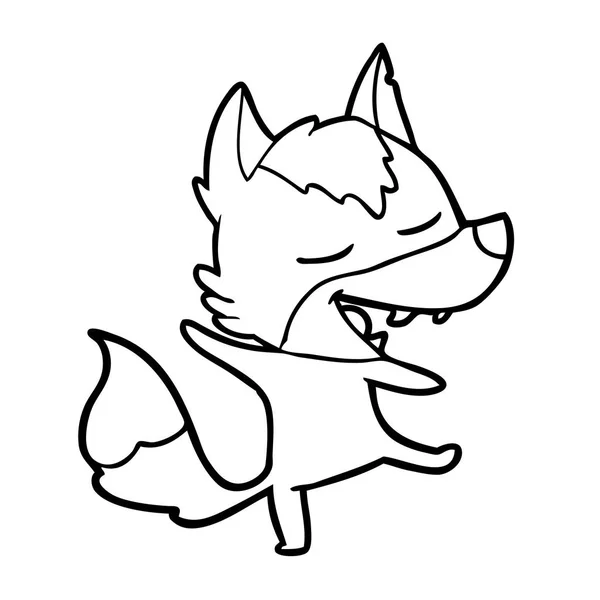 Vectorillustratie Van Cartoon Wolf Lachen — Stockvector