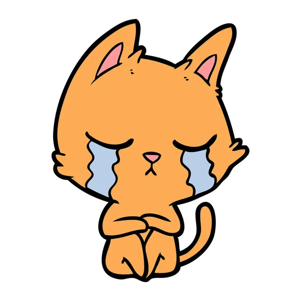 哭泣的动画片猫坐 — 图库矢量图片