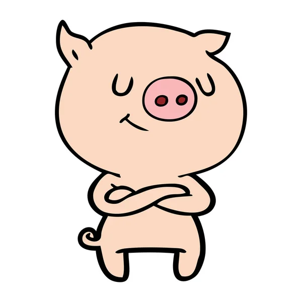 Illustration Vectorielle Cochon Heureux Dessin Animé — Image vectorielle