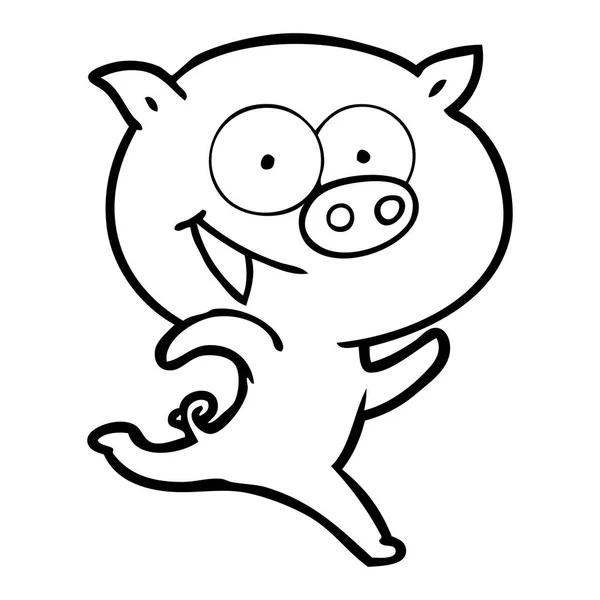 Joyeux Cochon Course Dessin Animé — Image vectorielle