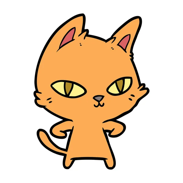 Vector Illustration Cartoon Cat Staring — Stock Vector