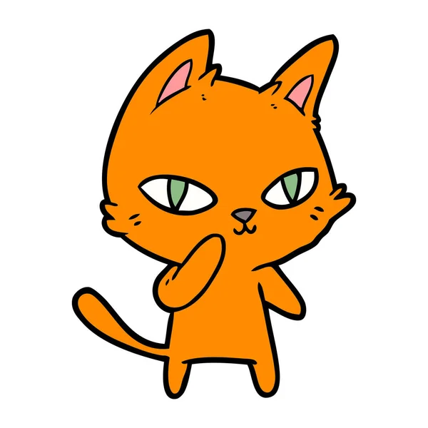 Vector Ilustración Dibujos Animados Gato Mirando — Archivo Imágenes Vectoriales