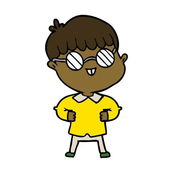 Chłopak Cartoon Noszenie Okularów — Wektor stockowy