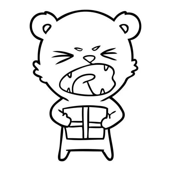 Angry Cartoon Bear Present — Stock Vector