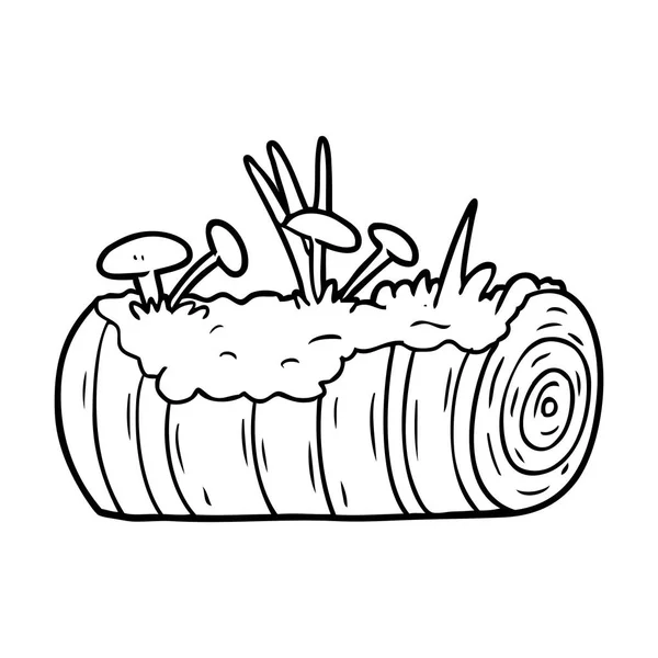 Oude Log Cartoon Met Champignons — Stockvector