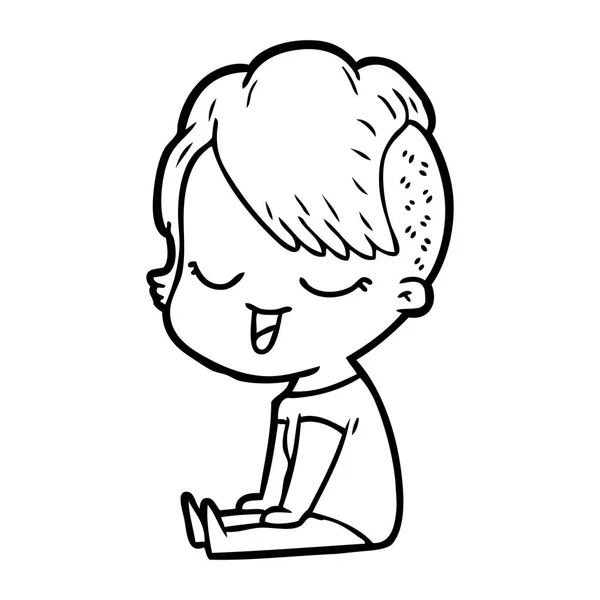 Vektorové Ilustrace Šťastný Karikatura Dívka — Stockový vektor