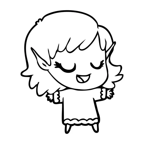 幸せな漫画エルフの女の子服 — ストックベクタ