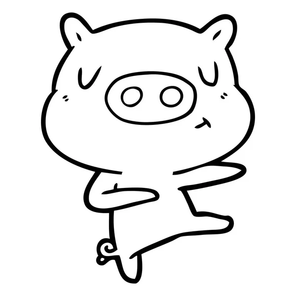 Conteúdo Dos Desenhos Animados Dança Porco — Vetor de Stock